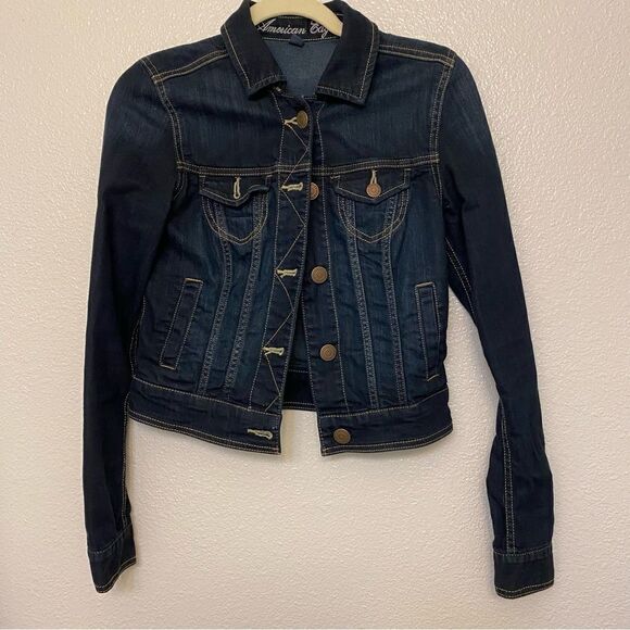 American Eagle Dark Wash denim Jean Jacket XS - Picture 2 of 9